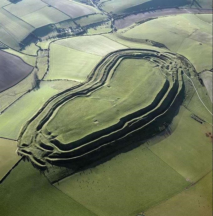 Aerial photograph of the Iron Age hillfort of Maiden Castle