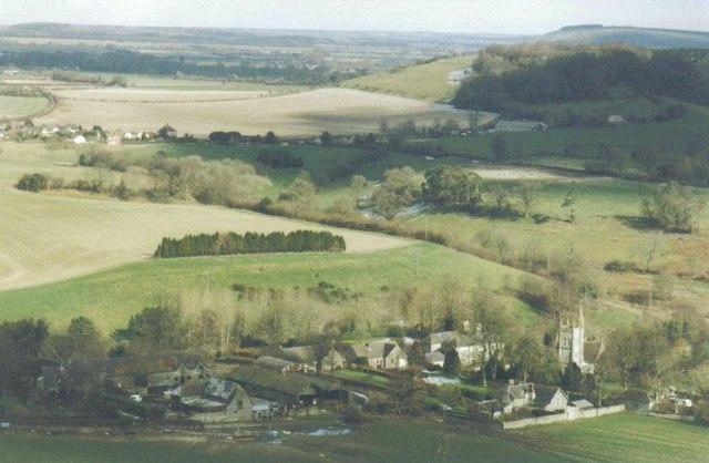 Looking down on Melbury Abbas and Cann