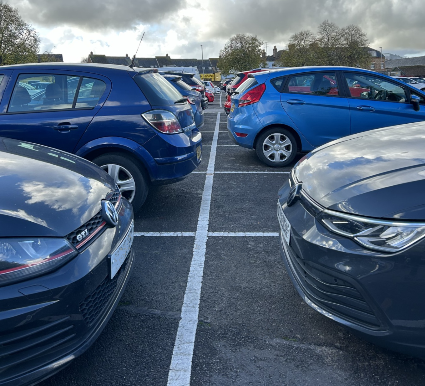 Cars parked in a car park