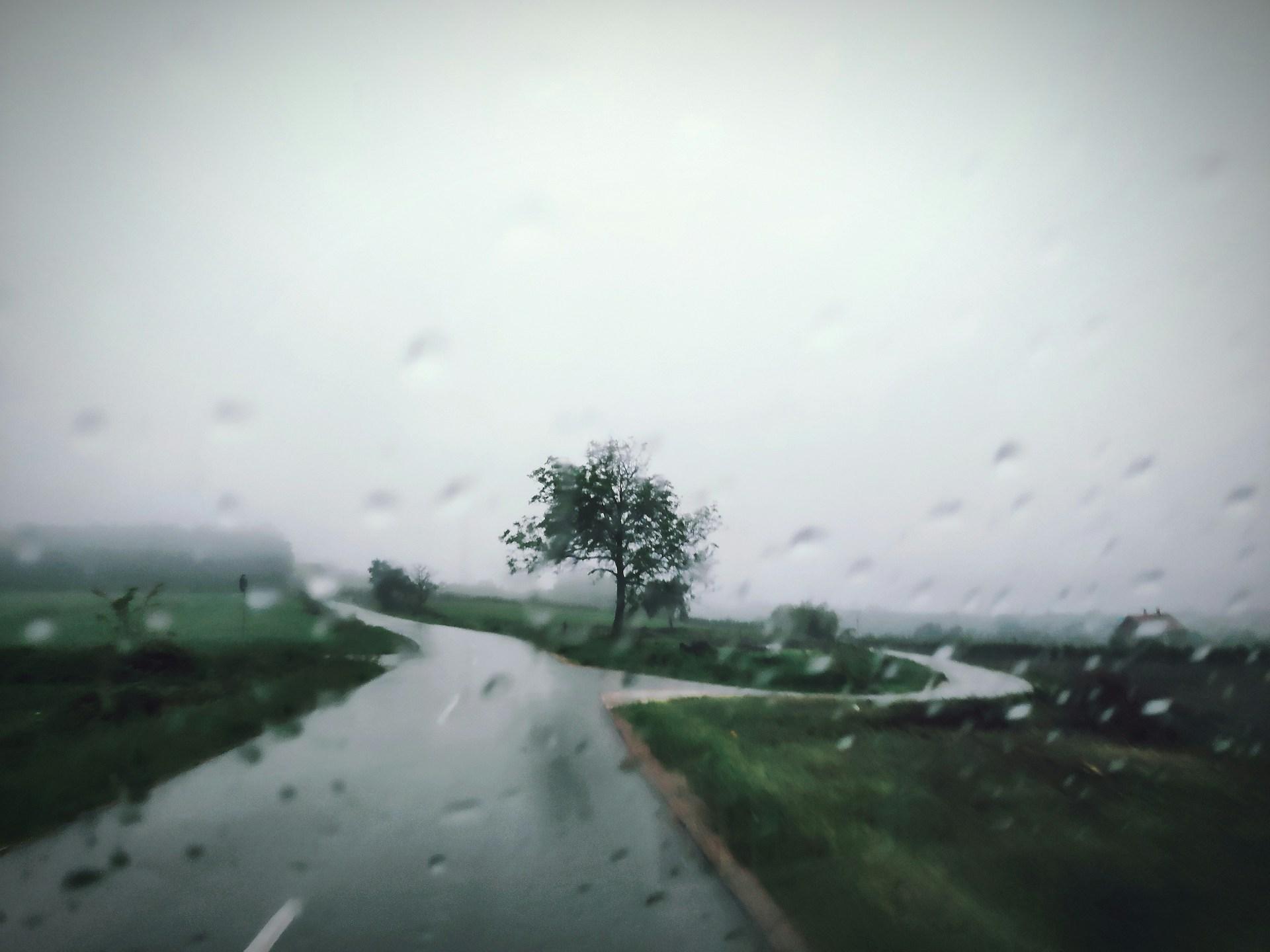 Rural road during storm