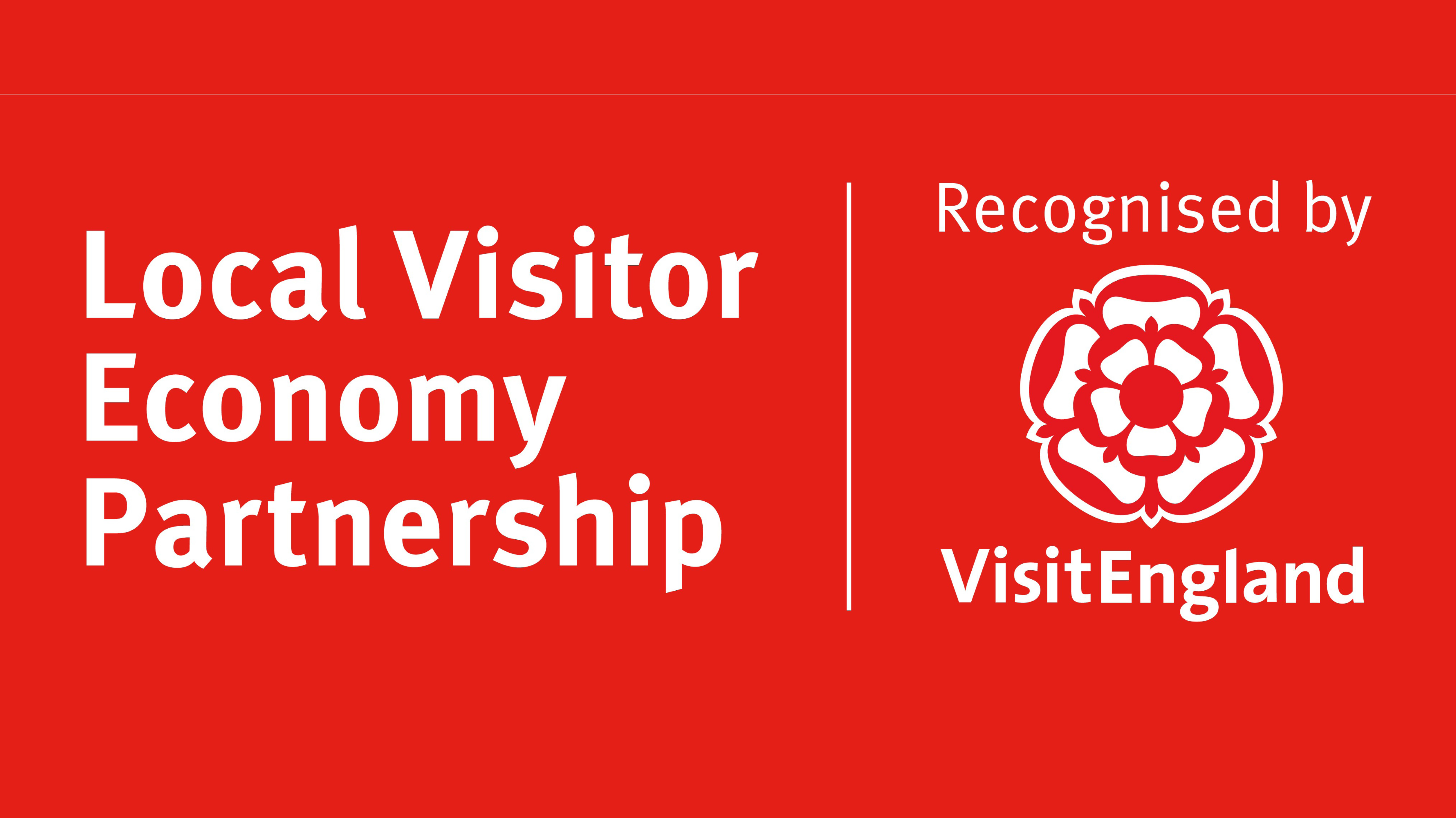 LVEP logo with wording Local Visitor Economy Partnership, Recognised by Visit England