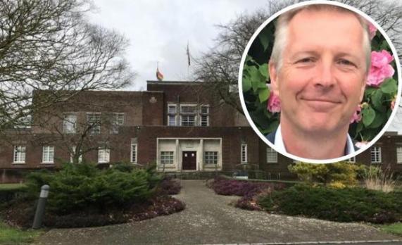 County Hall Dorchester with inset Cllr Simon Clifford