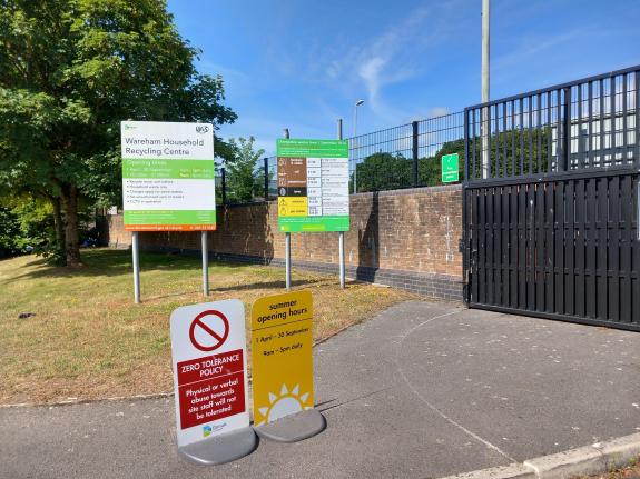 Entrance to Wareham household recycling centre