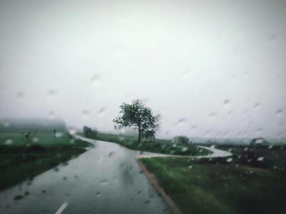 Rural road during storm