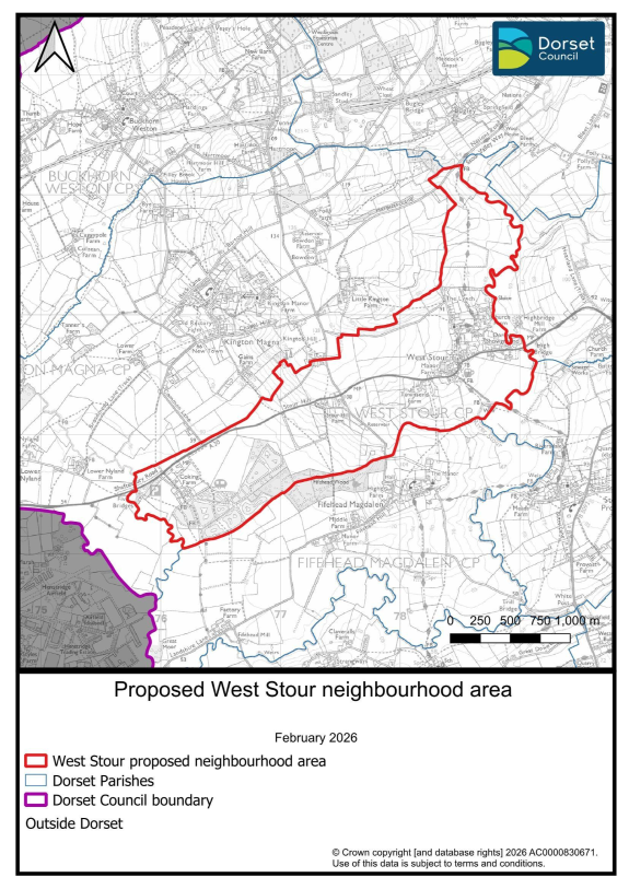 Map showing the area that would be covered by the proposed West Stour neighbourhood plan.